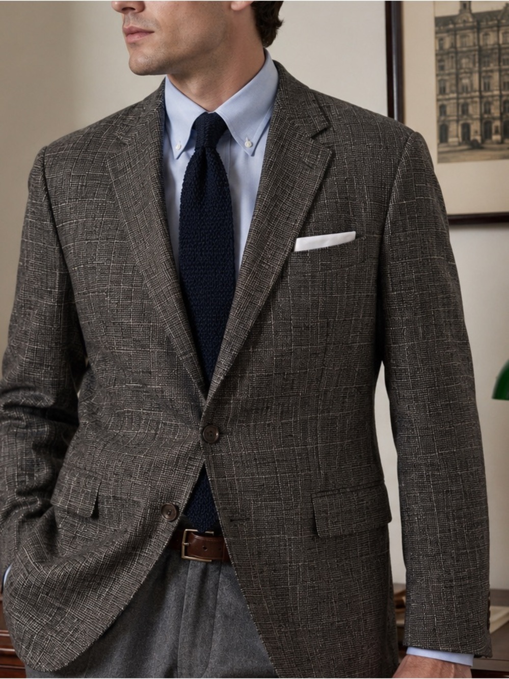 Jack Victor Montreal Super 100s Wool Bamboo Sport Coat 44R Made in Canada